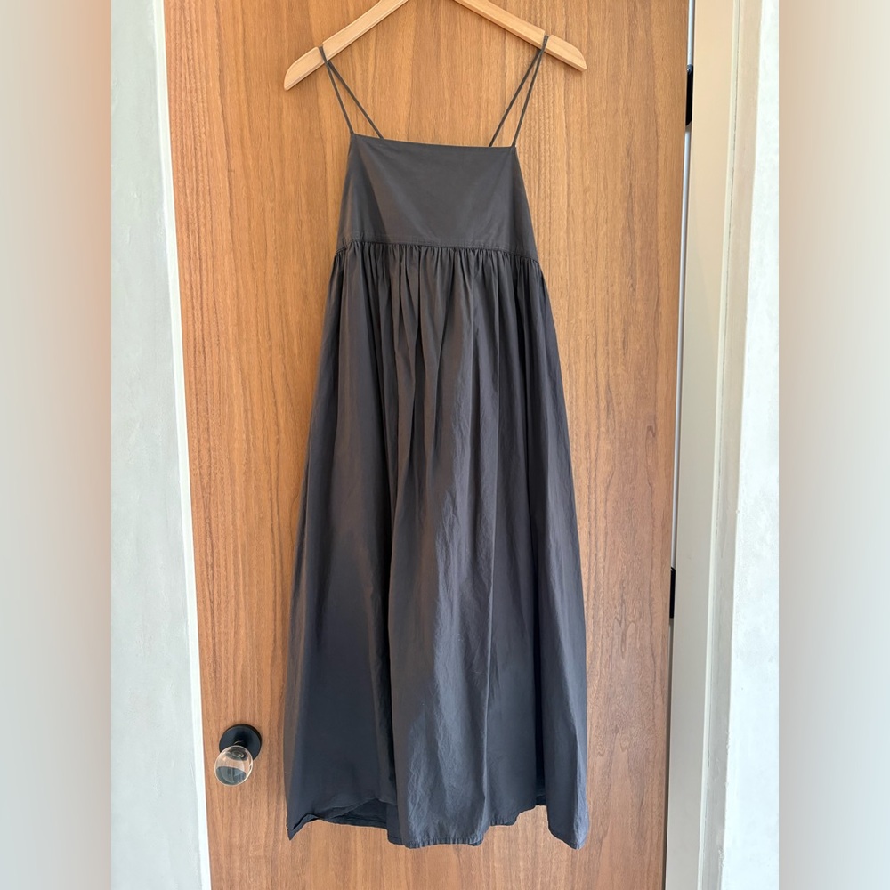 Black crane midi dress